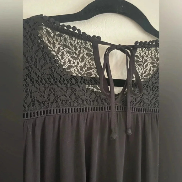 Daniel Rainn Black Lace Contemporary Modern Boho Work Going Out Blouse Womens Lg - Picture 2 of 6